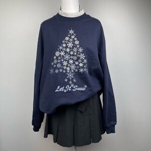 VTG‎ 90s Holiday Embroidered Sweater in Navy Size XL